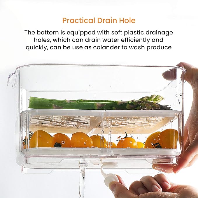 vacane Produce Saver with Lids, 2 Piece Fruit Vegetable Storage Container with - Image 3