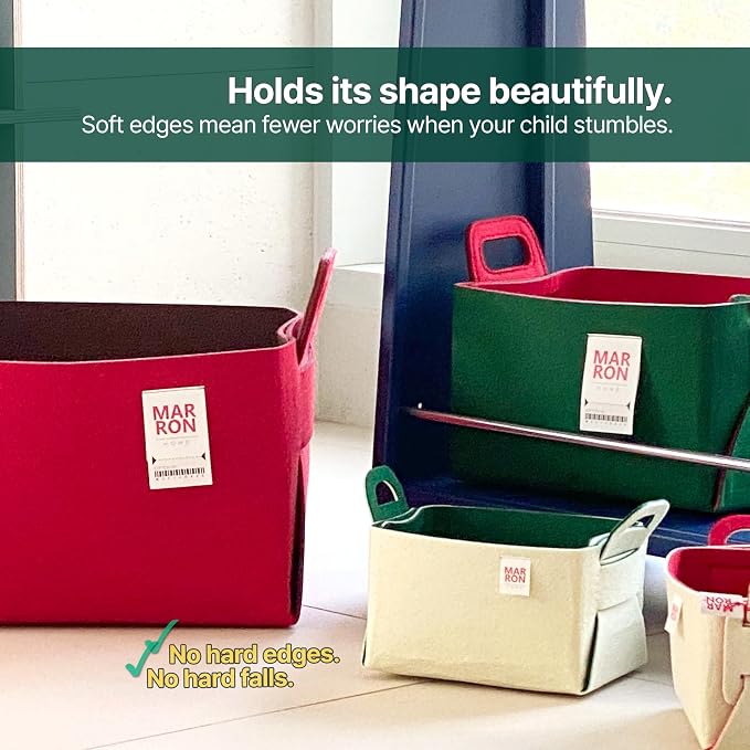 Collapsible Felt Deep Green Red Storage Bin Small 7.1"x5.1"x5.1" – Foldable - Image 5