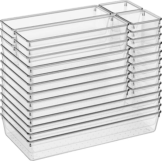 Large Clear Plastic Drawer Organizer 28 Pack by Criusia