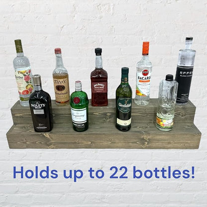 Tiered Bottle Shelf | 2 Tier Liquor Bottle Display | Bar Organization | - Image 3