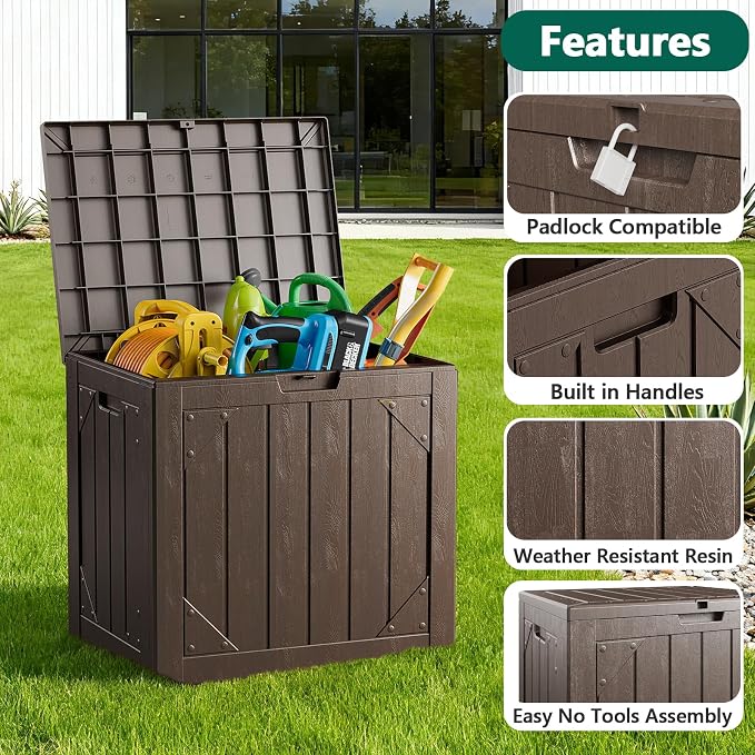 Outdoor Storage Box, 30 Gallon Deck Box Outdoor Storage Bench Outside - Image 3
