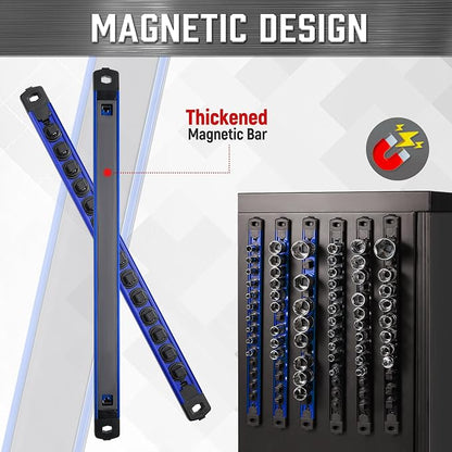 ALOANES 6-Piece Magnetic Socket Organizer, Heavy Duty Aluminum Socket Rails - Image 5