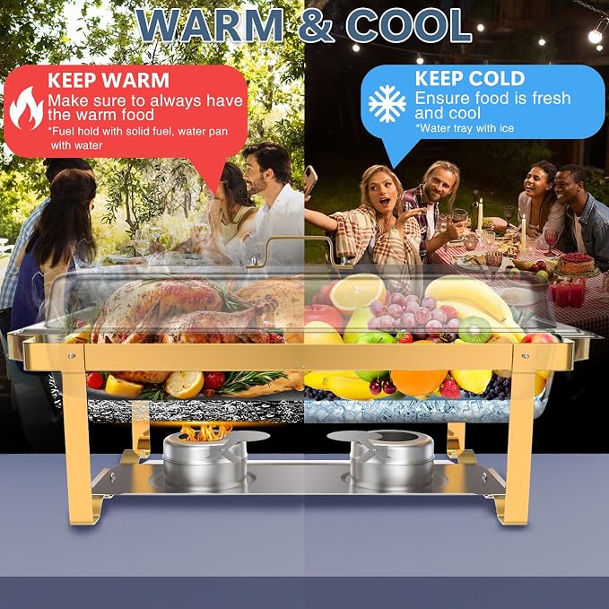 SIOTMERA 9QT Chafing Dishes for Buffet 4 Pack, Rolled Edge Design Food Warmers - Image 7