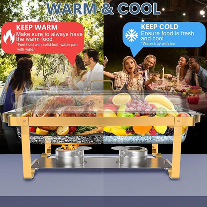 SIOTMERA 9QT Chafing Dishes for Buffet 4 Pack, Rolled Edge Design Food Warmers - Image 7