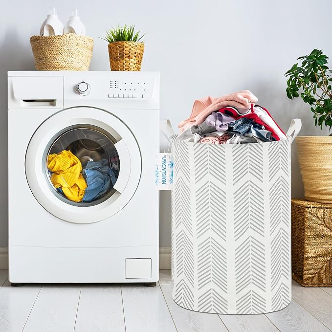 LANGYASHAN Laundry Basket Canvas Fabric Collapsible Organizer Basket - Image 7
