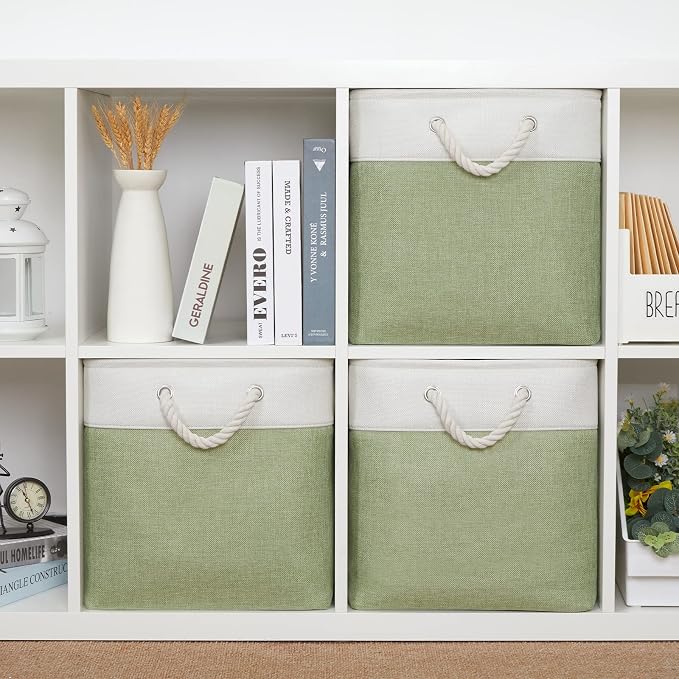 Bidtakay Cubby Storage Bins Set of 3 Fabric Baskets - Image 2