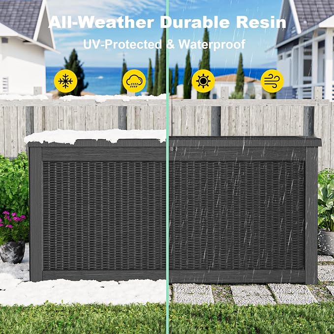 320 Gallon Large Deck Box, Resin Outdoor Storage Box - Image 5