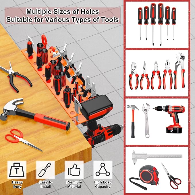 Metal Screwdriver Organizer, Wall Mount Plier Organizer Hammer Holder, Hand - Image 3