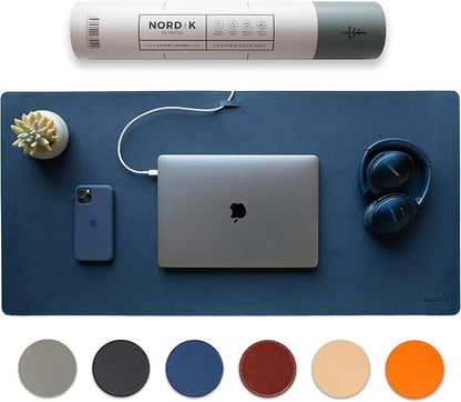 Nordik Leather Desk Mat Cable Organizer Premium Extended Mouse Mat by NordikByDesign