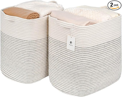 Storage Baskets for Clothes Fabric Cotton Rope Storage Basket by Laughbird