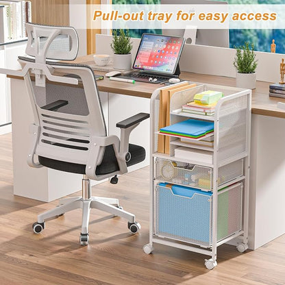 Rolling File Cart with 2 Drawers, Letter-Size File Storage with Wheels - Image 2