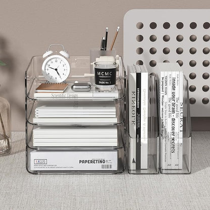 4-Tier Brown Acrylic Paper Tray Organizer - Image 4