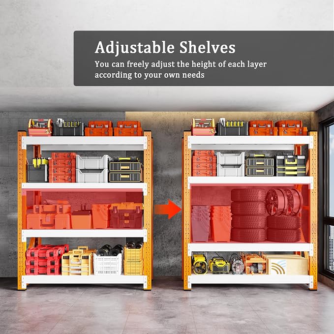 3000LBS Garage Shelving 42" W Garage Shelving Heavy Duty 4-Tier Metal Storage - Image 5