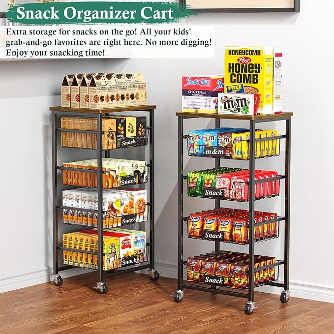 Fruit Basket, 5-Tier Utility Kitchen Organizer and Storage Cart - Image 5