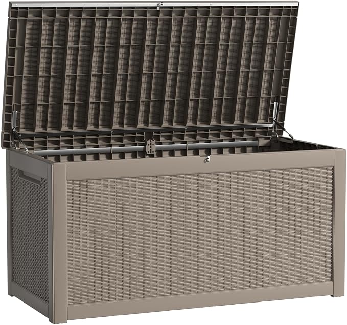 260 Gallon Waterproof Outdoor Storage Box, UV Resistant Resin Deck Box by KFY