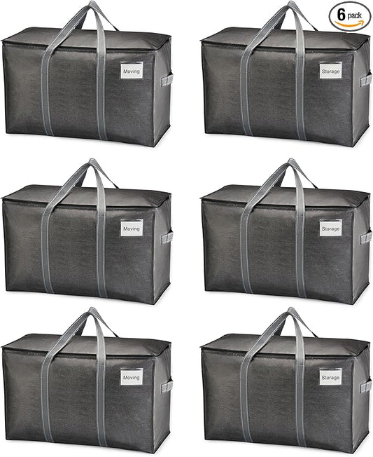VENO 6 Pack Moving Bags and Large Christmas Storage Bins by Veno
