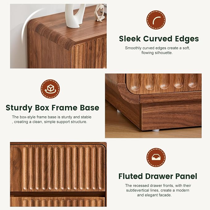 Turtle&Myrtle Fluted 3 Drawer Dressers - Image 7