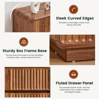 Fluted 3 Drawer Dressers for Bedroom, 31.5" Wide Large Mid Century Modern - Image 7