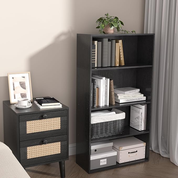 4 Tier Book Shelf, 4 Cube Storage Organizer, 4 Tier Low Bookcase Storage - Image 7