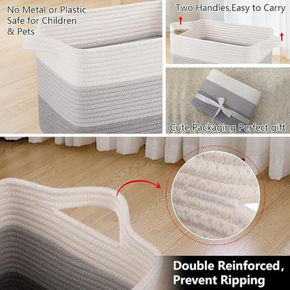 OIAHOMY Woven Storage Basket, Cotton Rope Baskets - Image 6