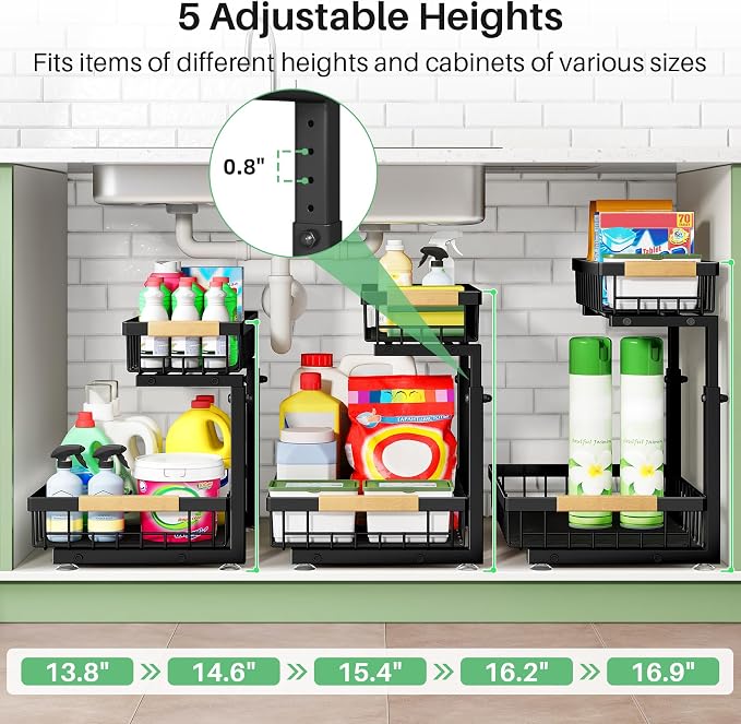 Under Sink Organizer, 2 Packs 2 Tier Under Sink Organizers and Storage - Image 7