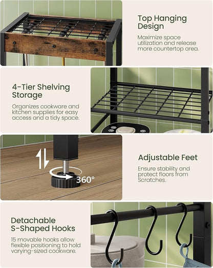 5-Tier Pot Rack, Floorstanding Pots and Pans Organizer, Kitchen Bakers Rack - Image 7