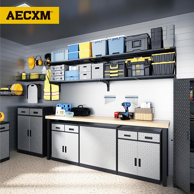 2-Pack 2 Tier 1.3x4ft Garage Shelving Wall Mounted, 520lbs Load - Image 2