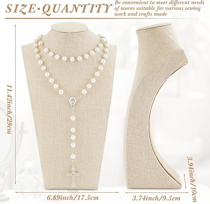 Kigley 6 Pcs Linen Necklace Display Bust Jewelry Holder Necklace Retail - Image 2