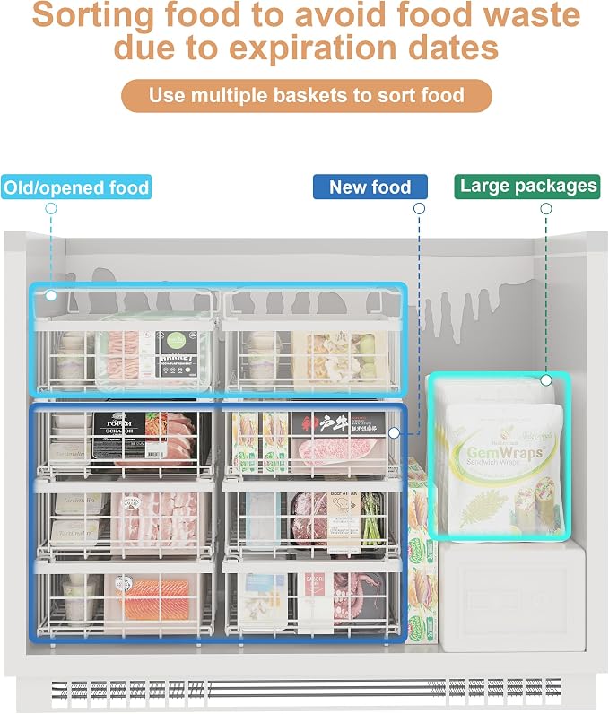 UMDONX 4 Pack Expandable Freezer Organizer Bins Large Freezer organizer Bins - Image 3