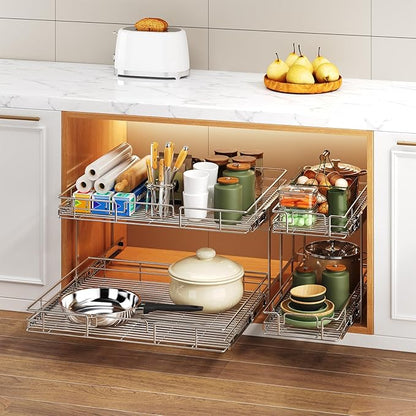 2 Tier Individual Pull Out Cabinet Organizer 28½" W x 21½" D, Heavy Duty - Image 6