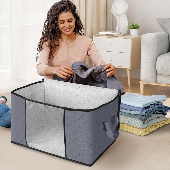 Fab totes Storage Bags, Clothes Blanket Storage Bins Foldable Closet Organizers - Image 3