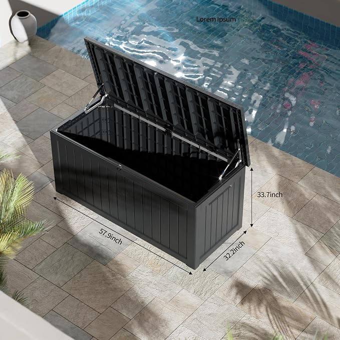 270 Gallon Resin Deck Box, Waterproof Outdoor Storage Box - Image 3