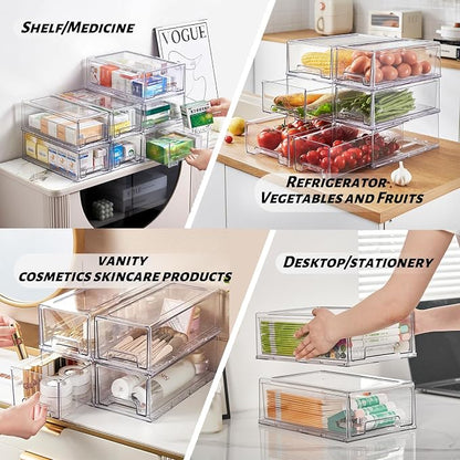 PeJeyiee 2 Pack Clear Stackable Refrigerator Organizers and Storage Drawers - Image 5