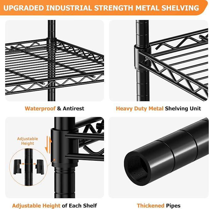 Storage Shelves Heavy Duty, 5-Tier Adjustable Metal Industrial Utility Shelf - Image 7