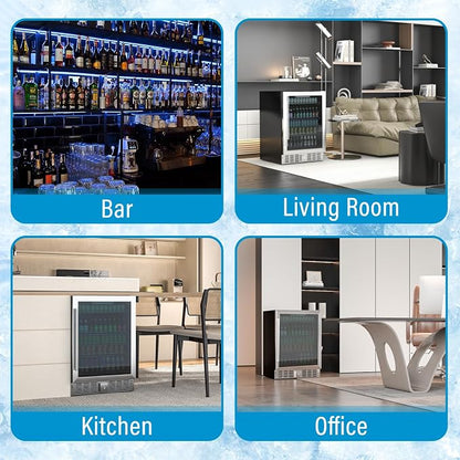 5.3 Cu Ft/166 Can Mini Fridge, Freestanding 24 Inch Beverage Refrigerator - Image 7