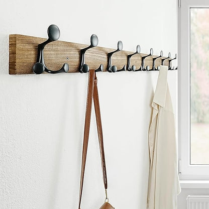 SKOLOO 43-Inch Wood Burnt Coat Rack Wall Mount - Image 4