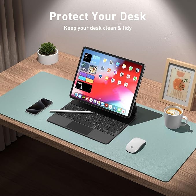Aothia Leather Desk Pad Protector, Mouse Pad, Office Desk Mat, Non-Slip PU - Image 3