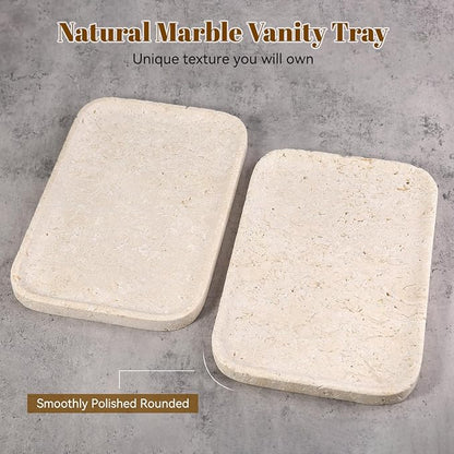 Natural Marble Vanity Tray, 11.8" Marble/Stone Bathroom Tray Countertop - Image 2