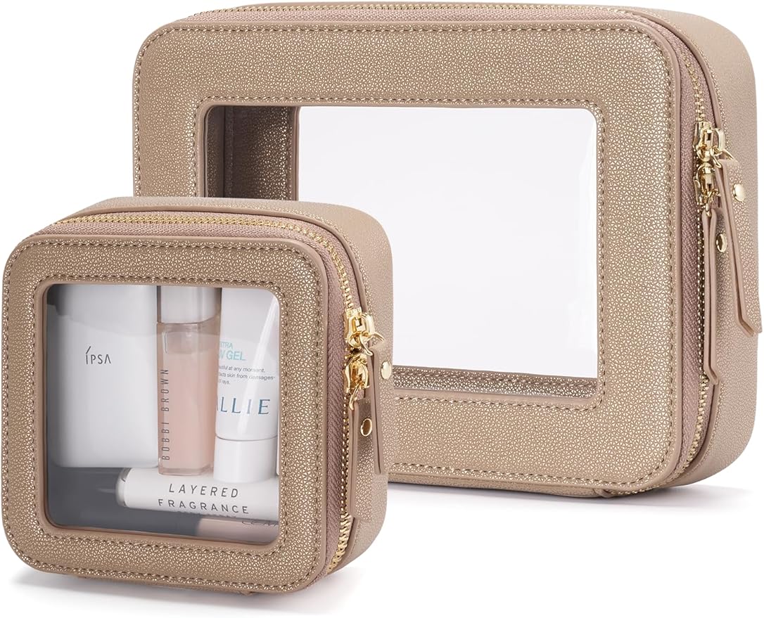 Popvibe Clear Makeup Bag Travel Cosmetic Case Transparent Toiletry Bag by POPVIBE