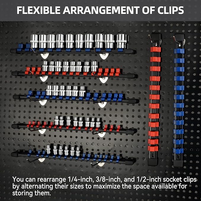 Socket Organizer Drive ABS Tools-Socket Holder, 3/8-Inch x 60 Clips, 1/2-Inch x - Image 6