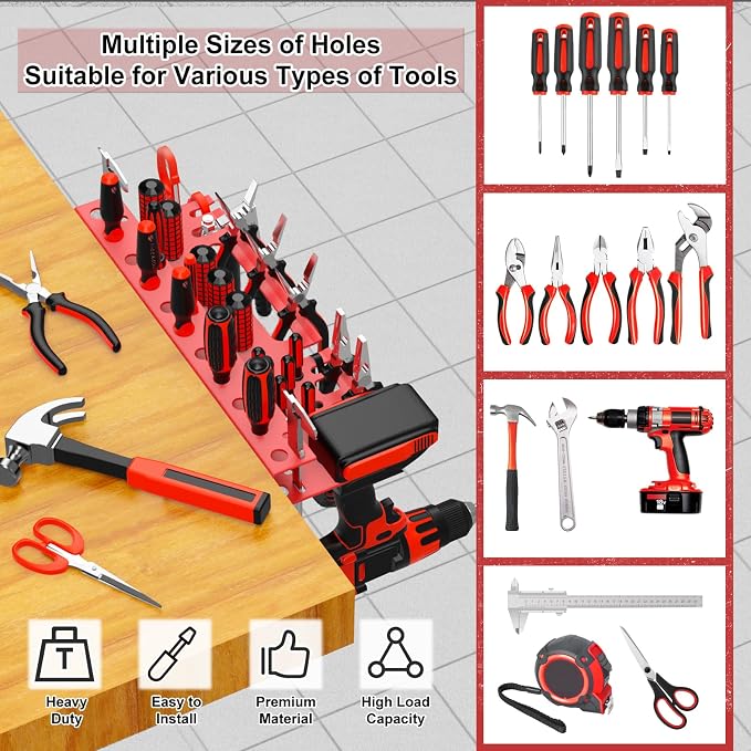 Metal Screwdriver Organizer, Wall Mount Plier Organizer Hammer Holder, Hand - Image 3