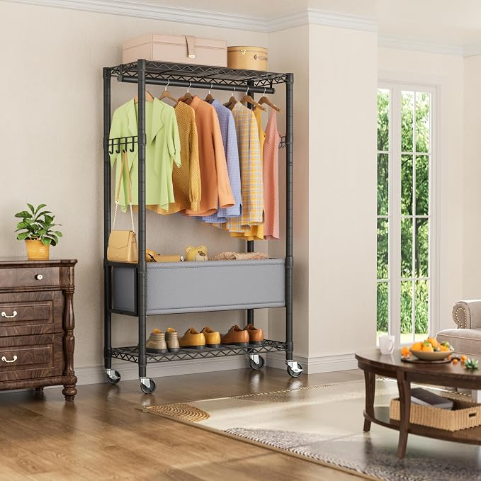 Clothes Rack, Heavy Duty Garment Rack 3 Tier Adjustable - Image 8