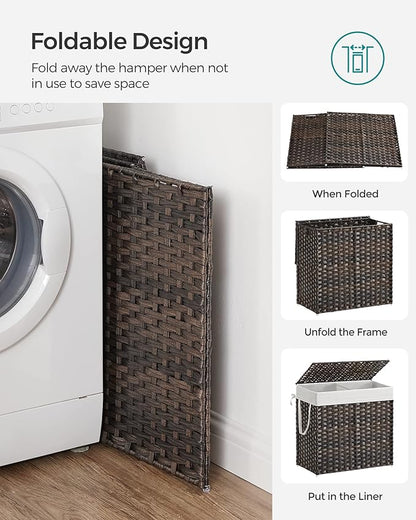 SONGMICS Laundry Hamper with Lid, 130L Clothes Hamper with 2 Removable Liner - Image 8