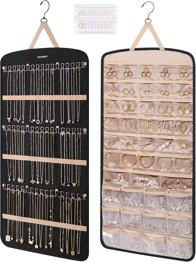BAGSMART Hanging Jewelry Organizer, Necklace Holder Anti-tangle Earrings Rings by BAGSMART