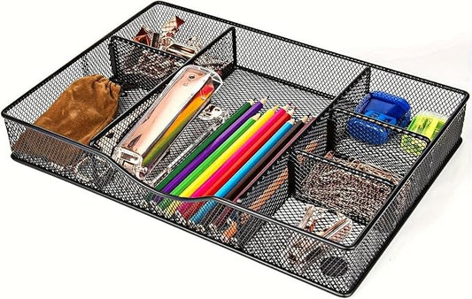 Desk Drawer Organizer Tray, Metal Mesh Drawer Organizers Office, 6 Adjustable by VyGrow
