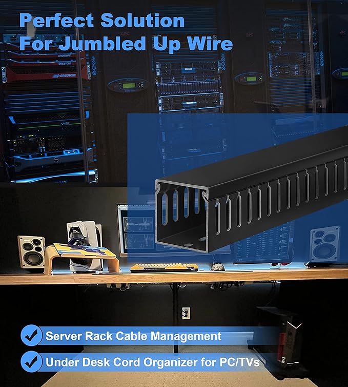 ZhiYo 2x2inCable Raceway, 6.6ft Server Rack Cable Management Under Desk Cord - Image 4
