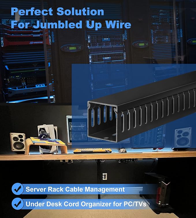 ZhiYo 66in Professional Server Rack Cable Management Raceway, H2in x W2in Cable - Image 6