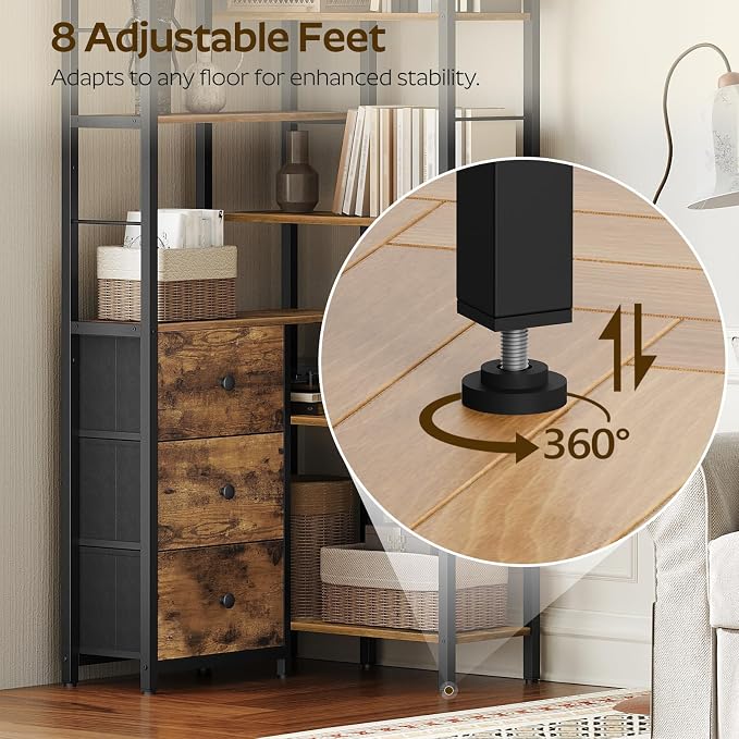 Corner Bookshelf, 7 Tier L-Shaped Bookcase - Image 7