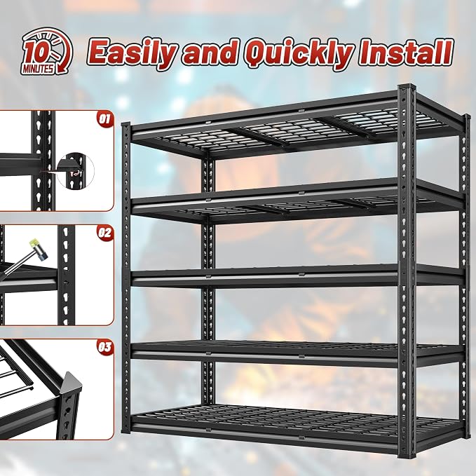 REIBII 3050LBS Garage Shelving Storage Shelves Heavy Duty 5-Tier Adjustable - Image 5
