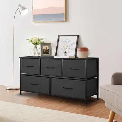 Dresser for Bedroom with 5 Drawers, Chest of Drawers, Storage Drawers Organizer - Image 2